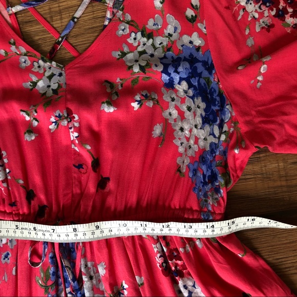 Torrid Coral Floral Print Dress w/ Sleeves - Picture 7 of 8